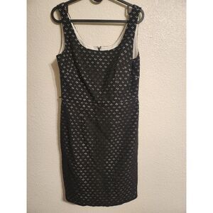 Adrianna Papell Women's Size‎ 6 Black Sleeveless Eyelet Lace Dress